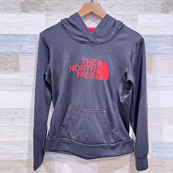 The North Face Fave Pullover Logo Hoodie Sweatshirt Gray Pocket Womens Small - Picture 2 of 7